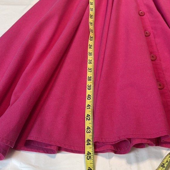 Authentic 80s Byer Too Raspberry Pink Belted Shirtdress with Full Circle Skirt - Picture 7 of 11